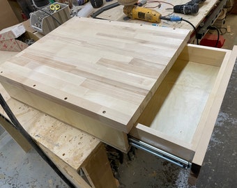 6" Height Soft Close or Push to Open  "Da Vinci"  Drawer with Butcher Block Top, Assembled,Custom Sizes welcome free.