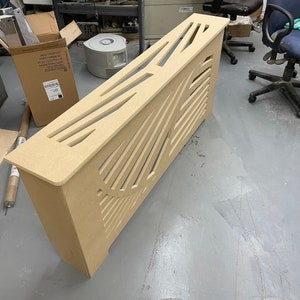 Modern MDF Radiator Cover &quot;MASHA&quot; MD101-112 Unfinished - 9&quot; Depth with Cut Out for Baseboard Molding 5 x 1-1/2&quot; Choose your pattern and size