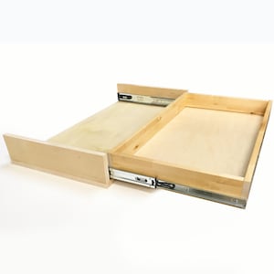 Wooden 4&quot; High Toe Kick Drawer &quot;Trojan&quot; with Push-to-Open Slides, Assembled,  Custom Sizes, Outer box is plywood