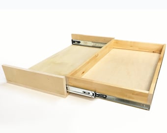 Wooden 4" Height Toe Kick Drawer with Push-to-Open or soft closing Slides, Assembled,  Custom Sizes "Trojan", Outer box is plywood