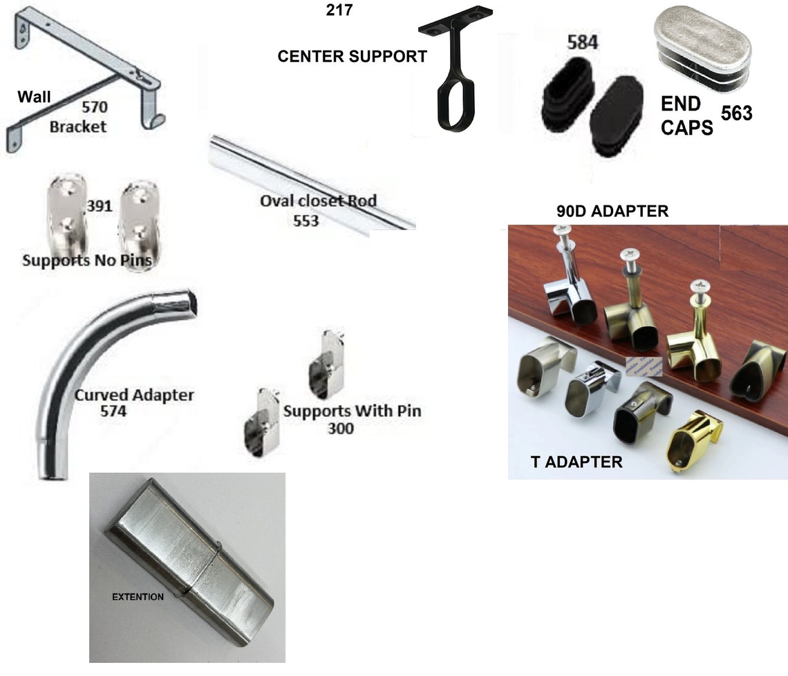 Oval Closet Rod Kit With End Supports 30mm 15mm Choose Your Etsy
