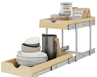 Double tear Pull out plywood drawers for base Kitchen Cabinets, choose size “Mule” Soft Closing Slides 15”H