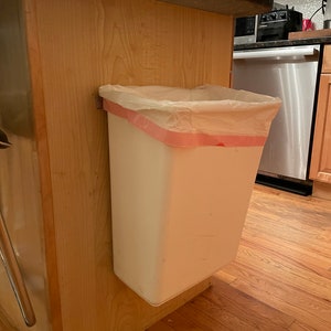 Wall Mounted Hanging Waste Trash Bin, White Plastic Wastebasket 20-35-50Quart with Invisible mounting Bracket