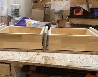 Plywood Toe Kick Drawer: 4" Double Mule Trojan, Push-to-Ooopen Side Mount Slides