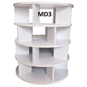 Rotating Shoe Rack Tower &quot;Turntower III&quot; or Garage Tool Rotating Storage Custom sizes. MDF Unfinished or upgrade to 30 other Colors an sizes