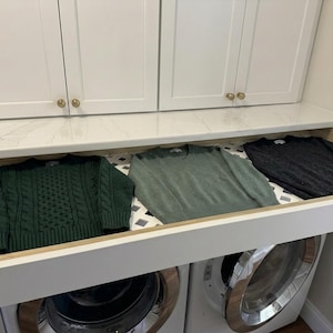 Pine Laundry Drying Rack: Under Mount Soft Close Pull Out, Custom Size