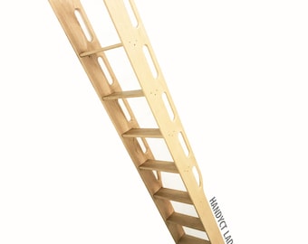 Unfinished Solid Wood  Library attic furniture Ladder, Choose Size and material. 16" Wide. Model 2