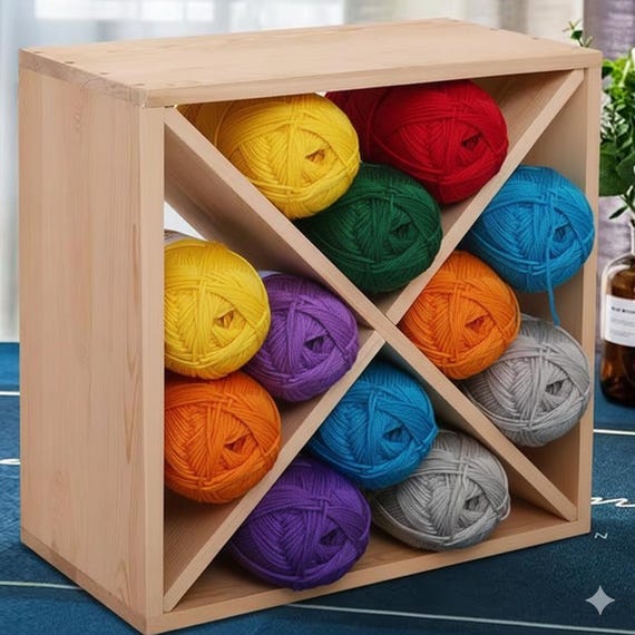 Modular Yarn Storage Rack, Unfinished Cedar Plywood Knitting Cube