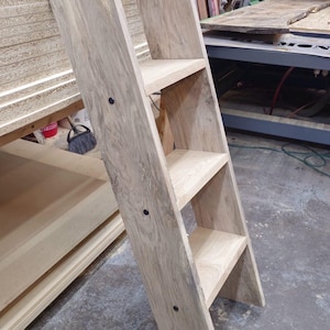 Oak Unfinished Solid Library Attic  Furniture Ladder, Bunk Bed, Choose Size, Angle and material. 16&quot; Wide. Model 4. 12D default