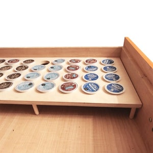 MD &quot;Nest&quot; 0.5&quot; thick Choose Coffee Cup size, Pods, Spice Storage Drawer Insert 2.25&quot;H Plywood platform, custom sizes