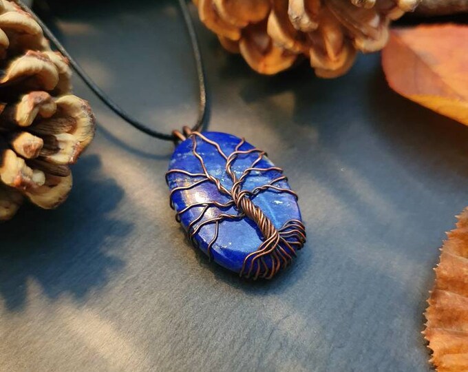 Pendentif lapis lazuli arbre de vie pierre naturelle - Etsy France
