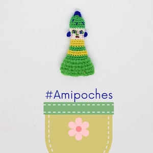 Petite poupée anti-blues, joyeux grigri, amie de poche, porte-bonheur, aime la chance, vert espérance, original, pour elle, pour fêtes, Noël