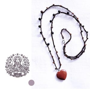 Collier coeur jaspe rouge ancrage et confiance, vertu des pierres, lithothérapie, collier féminin, cadeau anniversaire, fête des mères, amie