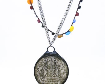 Long Buddha Necklace, Brass Avalokiteshvara Pendant, Boho Style