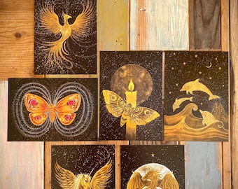 Juego de cartas de MAGIA ANIMAL, 6 cartas tamaño A5. Láminas con una historia/mensaje para decoración/altar/regalo/cumpleaños/coaching/educación/oráculo/sabiduría.