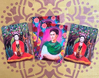 Fridaset, 4 postcards, prints of hand-painted paintings