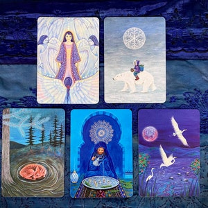 Jeu de cartes, jeu de cartes postales, cartes illustrées, cartes d’art, cartes postales bleues