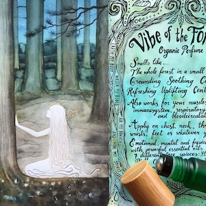 Perfume &quot;Vibe of the Forest&#39;, blend with 7 different essential oils (young living) from trees in 5ml glass roll-on bottle with bambu top