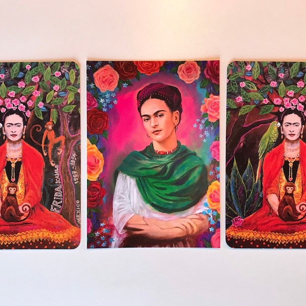 Fridaset, 3 ansichtkaarten, prints van handgeschilderde schilderijen