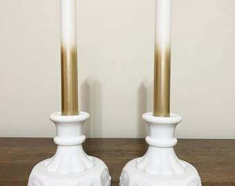 Westmoreland Milkglass Grapevine Candlestick Holders