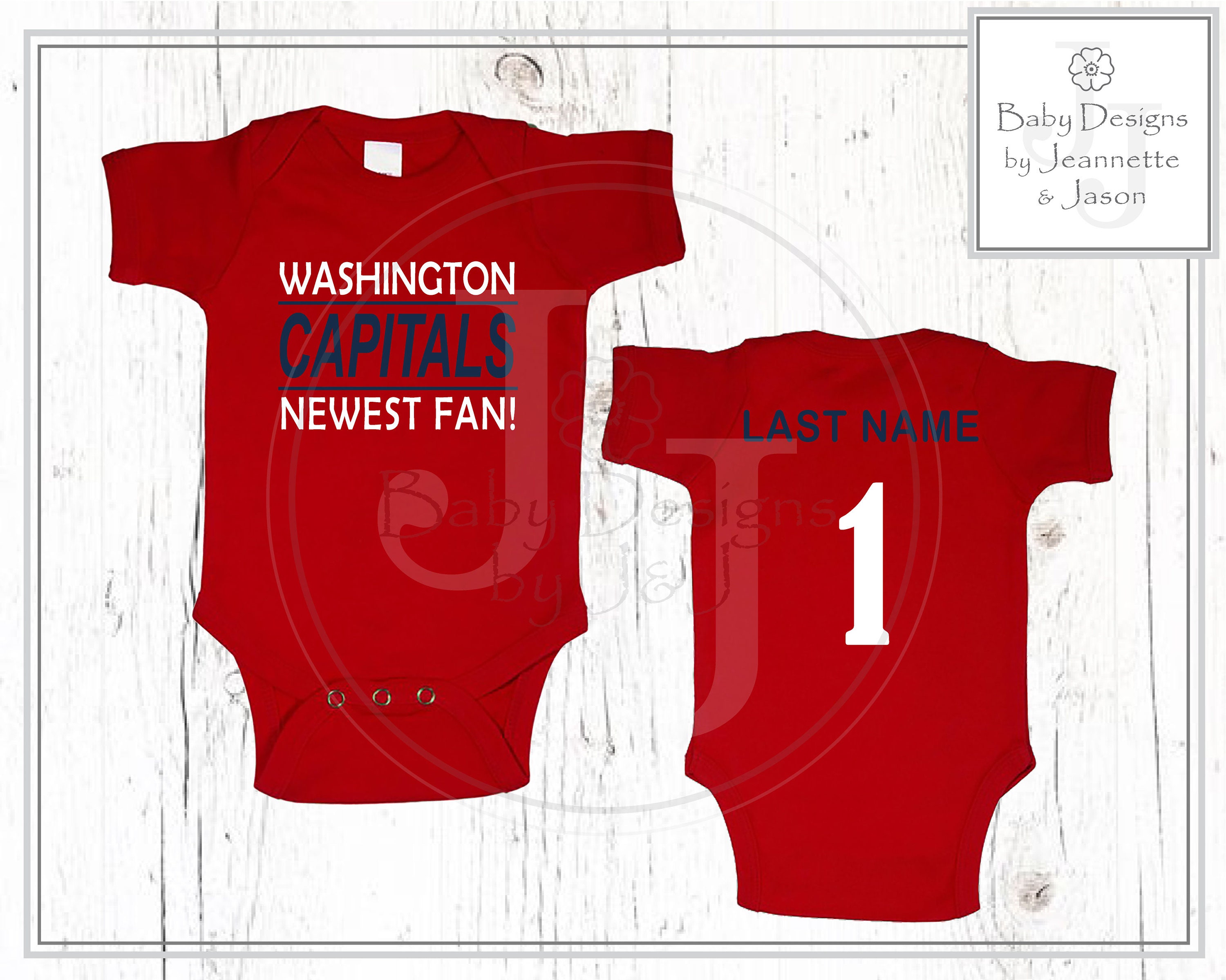 Infant Red Washington Capitals Hockey Jersey Bodysuit