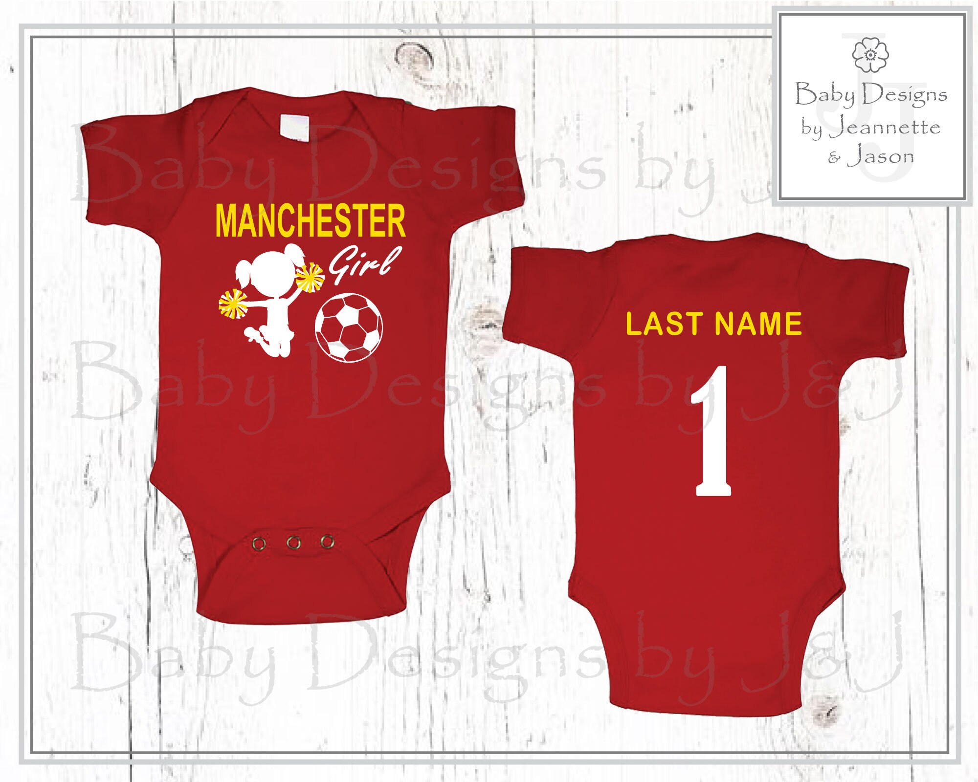 Manchester United Personalized Jerseystyle Baby One Piece Etsy