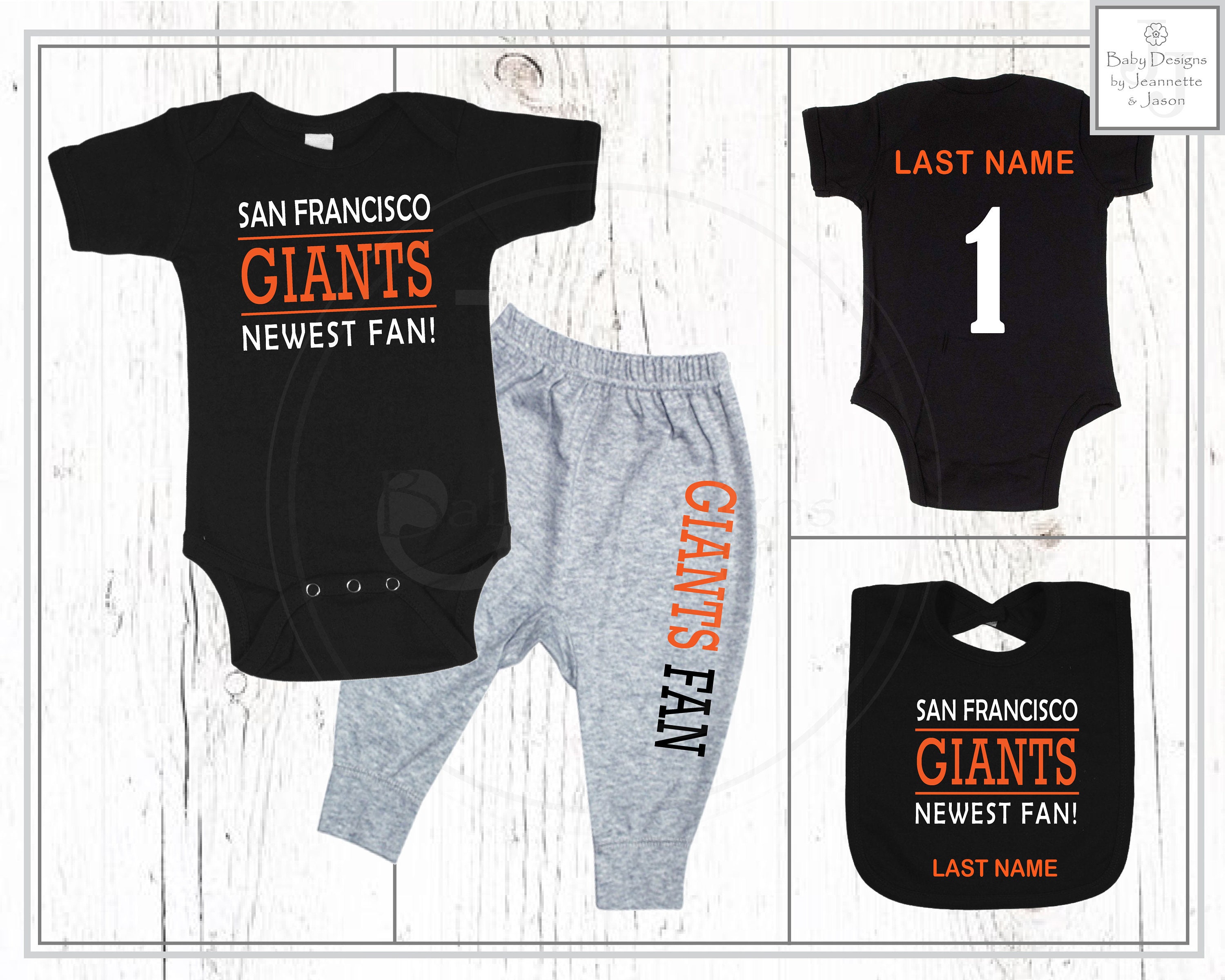 SF Giants Personalized Jersey Onesie