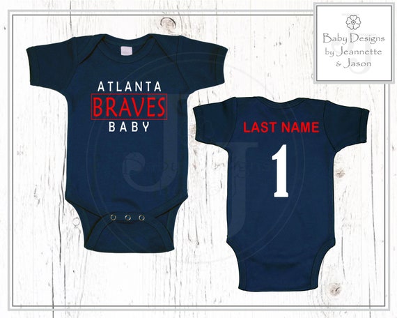 Personalized Atlanta Braves Baby One Piece And/or Bib 