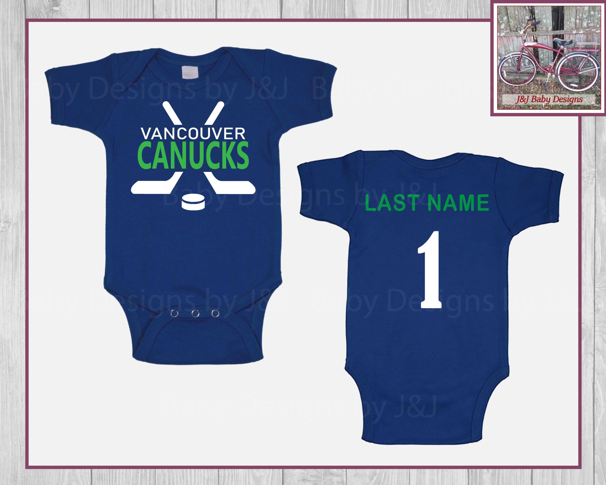 Newborn & Infant Vancouver Canucks Blue Hockey Pro - Bodysuit