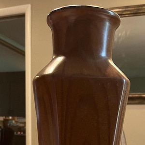 Vintage Mid-Century Modern Pottery Wood-Grain Vase