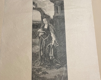Antique Etching/Engraving Reproduction Print on Parchment, from A Mirror of Fair Women, 1892