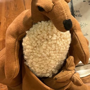 Vintage Handmade Large Kangaroo With Baby Joey in Pouch, 1972
