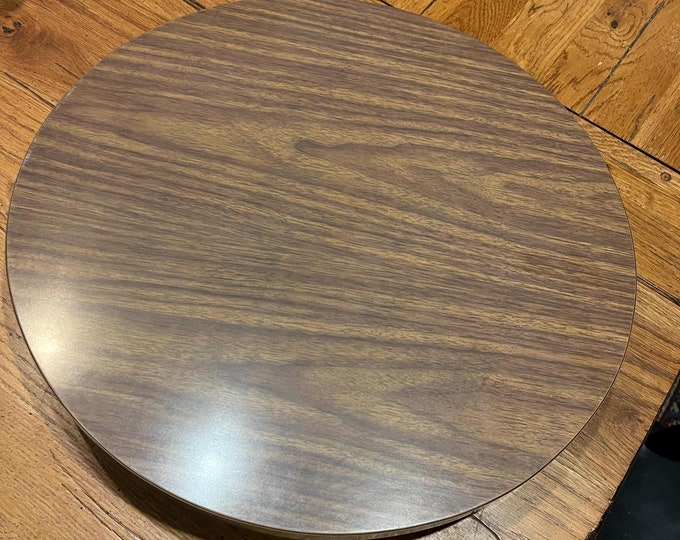 Mid-century 18 Inches Diameter Formica Laminate Wood-grain Lazy Susan ...