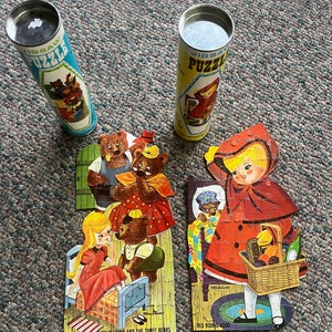 Vintage HB TOYS Puzzles x2, Red Riding Hood and Goldilocks, 1960s