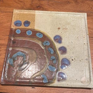 Stunning Vintage Tile Pottery Trivet, Unsigned