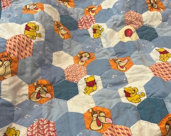Vintage Handmade Disney's Pooh Themed Child's Blanket