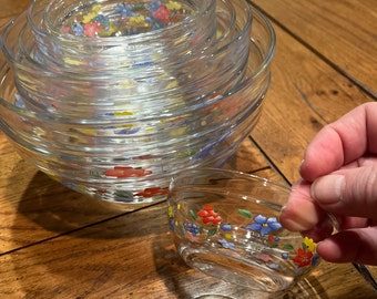 Vintage Glass Nesting Bowls x 9, Heat Resistant