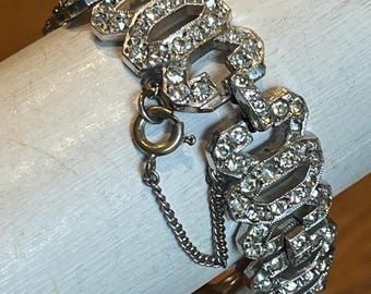 Vintage Rhinestone Art Deco Fancy Dress Costume Bracelet