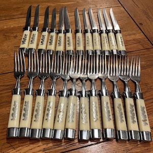 Vintage 24 Piece Stainless Flatware, Dinner Forks and Knives