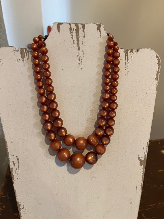 Iridescent Beaded Necklace in Lovely Copper Color