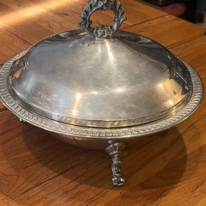 Antique FB Rogers Silver Co. Silverplated Footed Covered Bowl, #1158