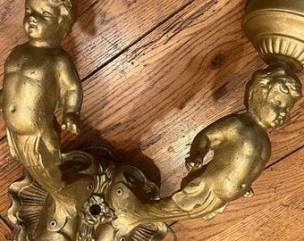 Vintage Mid-Century Cherub Light Fixture Sconce