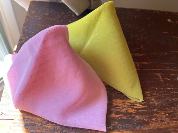2 Vintage Scarves in Pink and Chartreuse - image 4