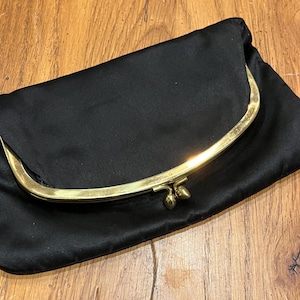 Vintage Satin Black Purse, by Mel-Ton