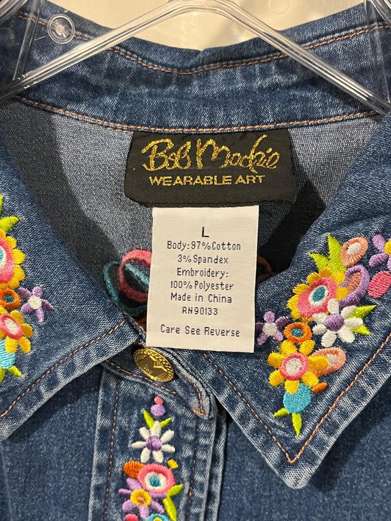 Vintage Bob Mackie Wearable Art Embroidered Blue … - image 4