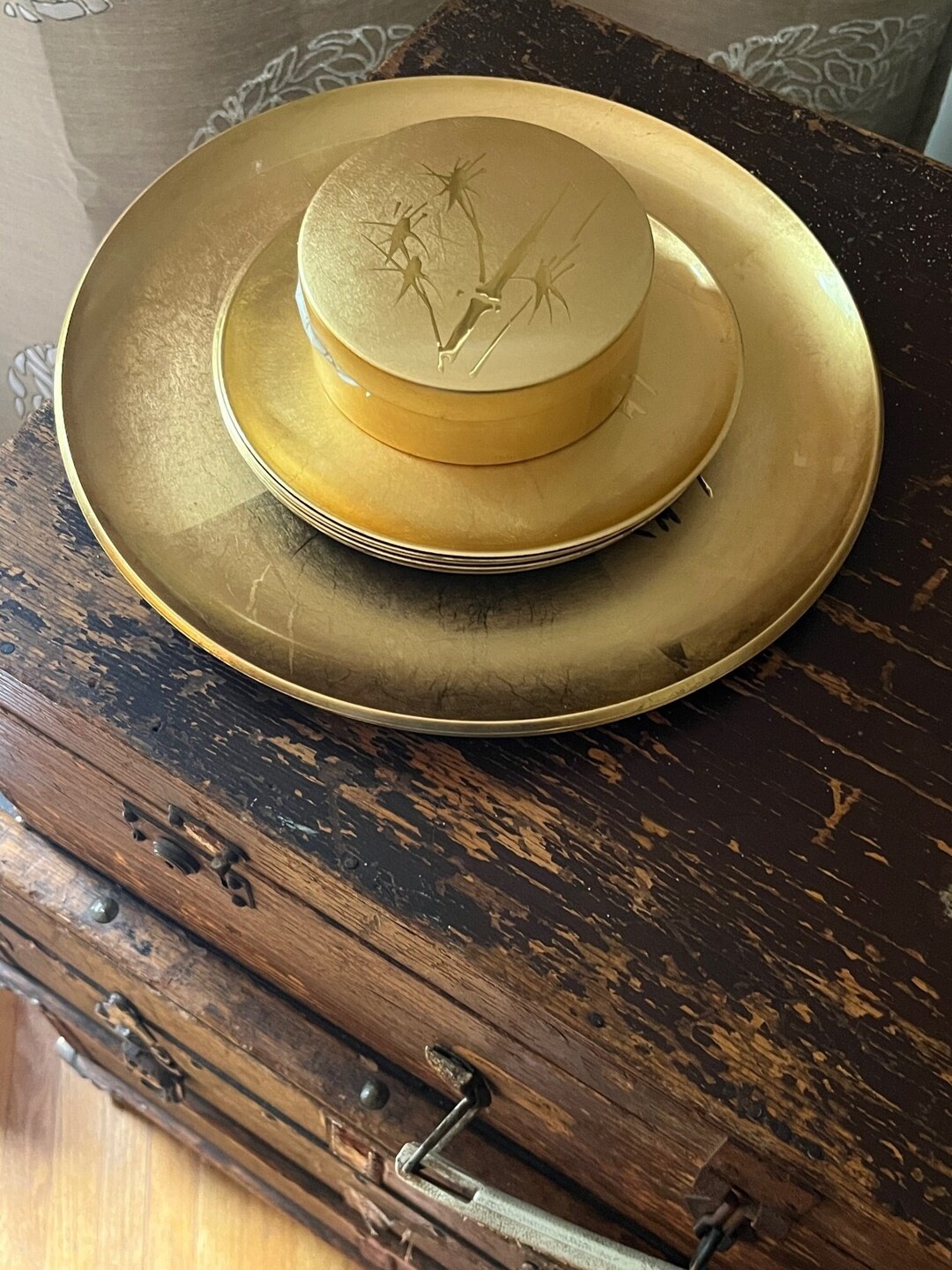 Vintage Set of Gold Lacquered OMC Otagiri Plates and Coasters Etsy