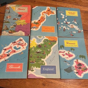 Vintage Set of 6 Around the World Program Books, 1960s