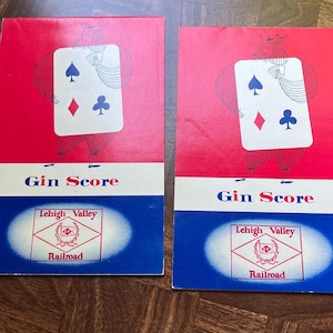 Vintage Lehigh Valley Railroad/ Hertz Advertising, Set of 2, Gin Score Pads, 1955