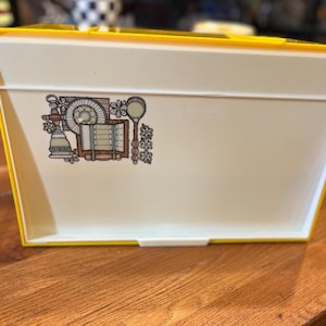 Vintage Bright Yellow and White Mid Century Bread Box