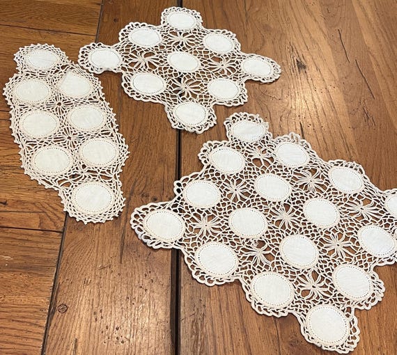vintage crochet dresser scarf Crochet Dresser Scarf - Hand Crochet - Handmade Crochet Lace - Vintage - 1930'a-40's - 48"x14.5" (#1004)